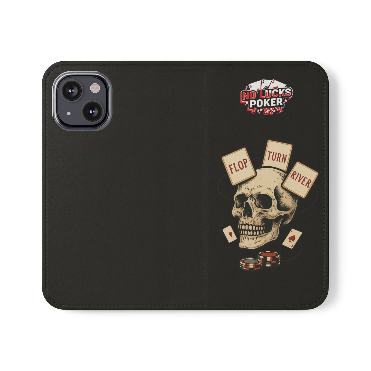 Flop Turn River Skull Wallet Phone Case | Zero Lucks – Poker Grind Gear