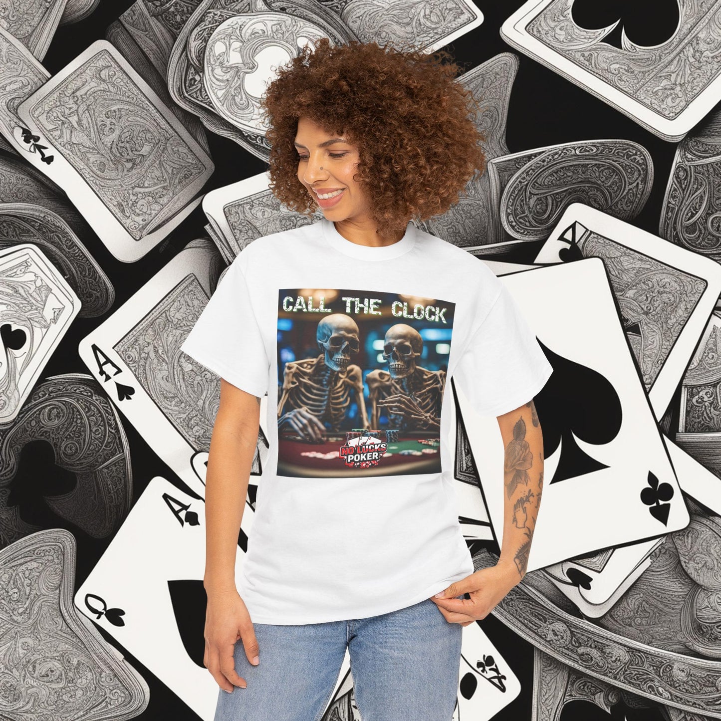 Call the clock skull unisex heavy cotton T-Shirt Must have Good Luck All-in