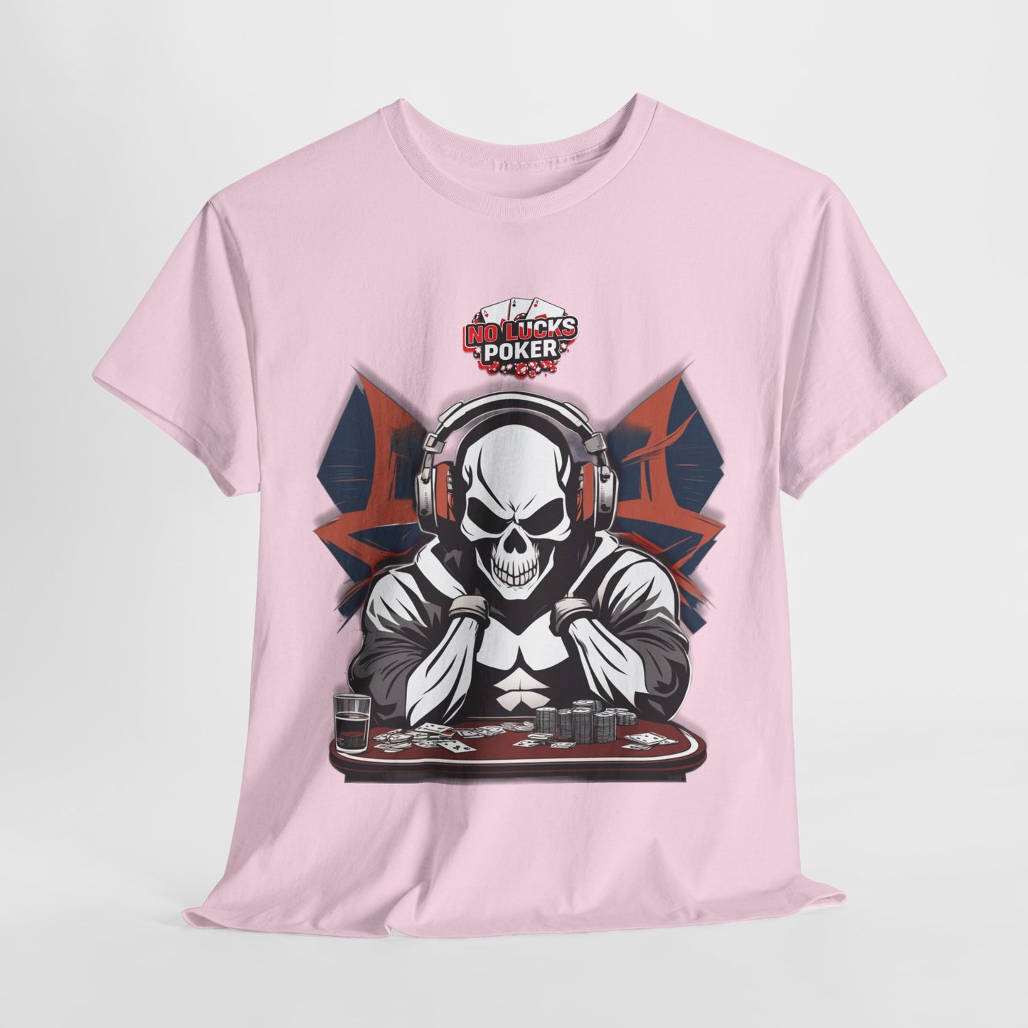 No Lucks Given – Hero/Villain Poker Skull Tee (Headphones Edition)