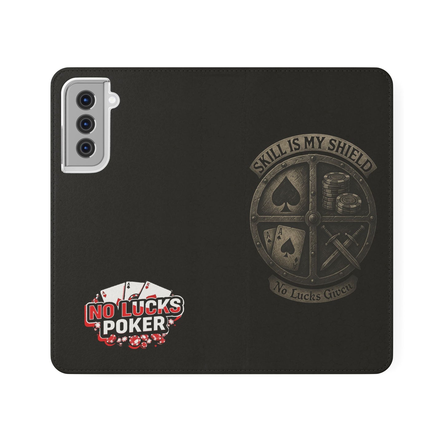 Skill Is My Shield Poker Phone Case | Zero Lucks – Ace of Spades & Crossed Swords – iPhone & Android Phone Cover