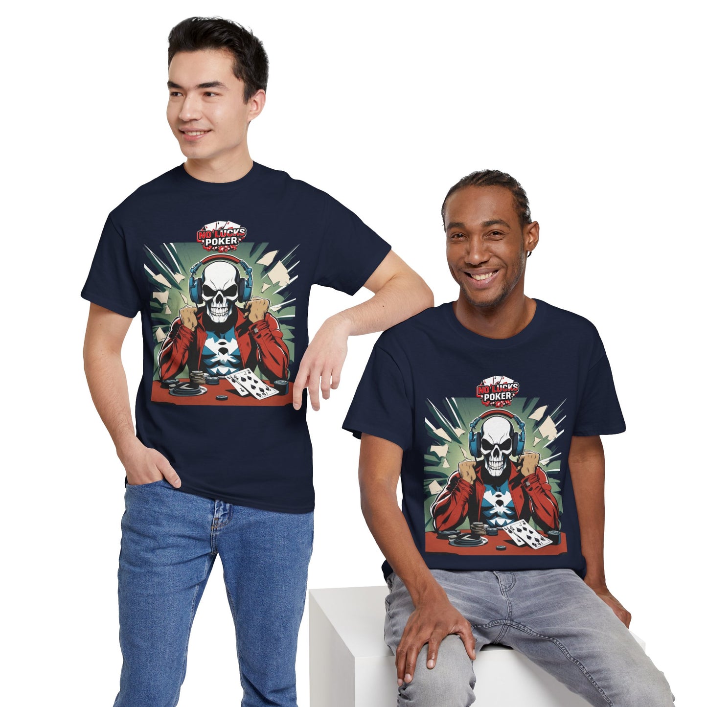 No Lucks Given – Poker Skull w/ Headphones Tee (Hero/Villain Edition)