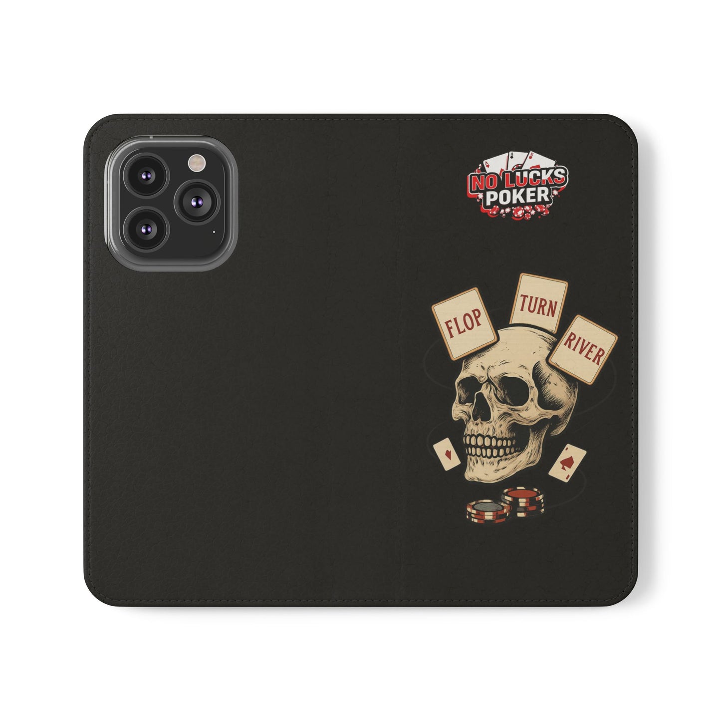 Flop Turn River Skull Wallet Phone Case | Zero Lucks – Poker Grind Gear