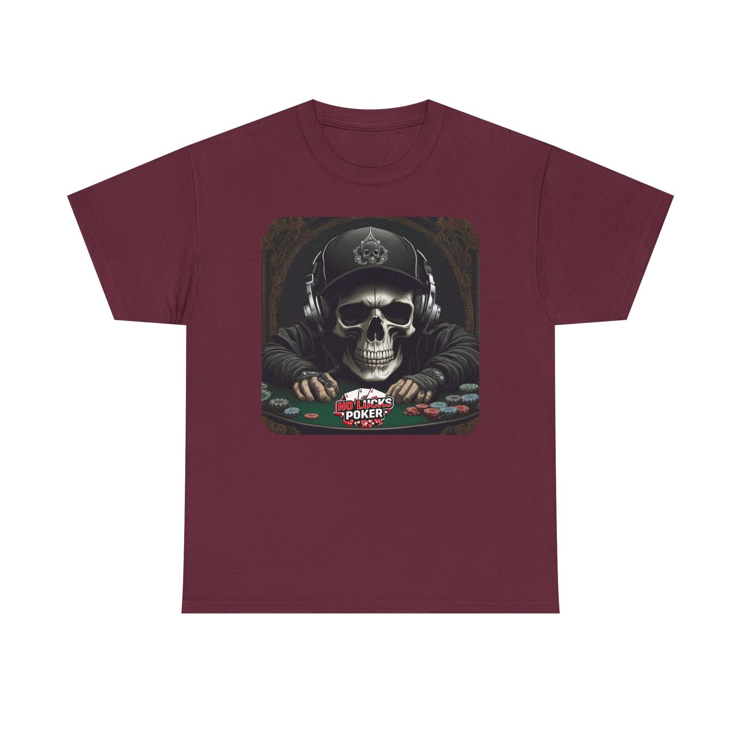 No Lucks Given – Hoodie Skull & Headphones Poker Tee