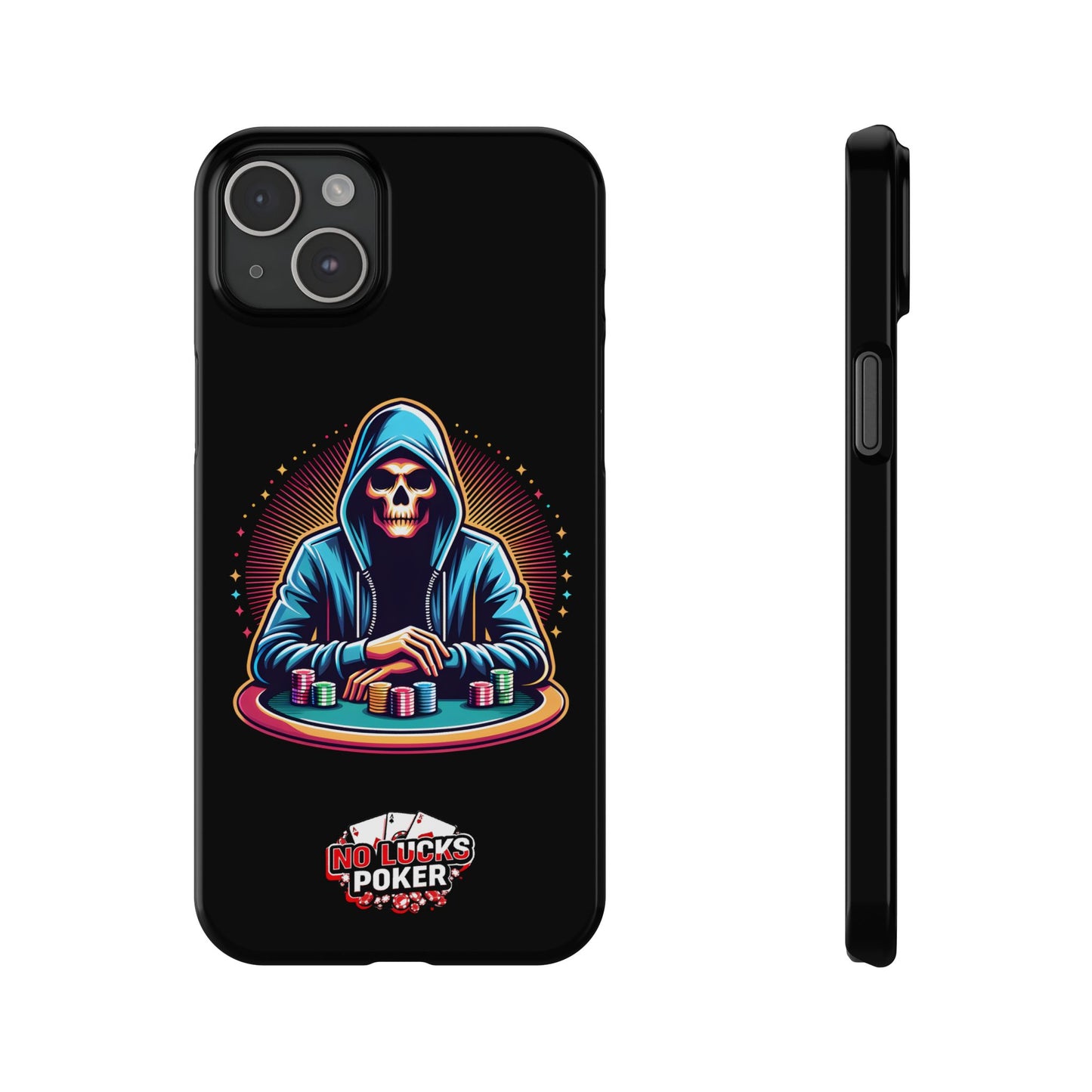 Poker Player with Skull at Poker Table Slim Phone Case -  iPhone 13 - 15