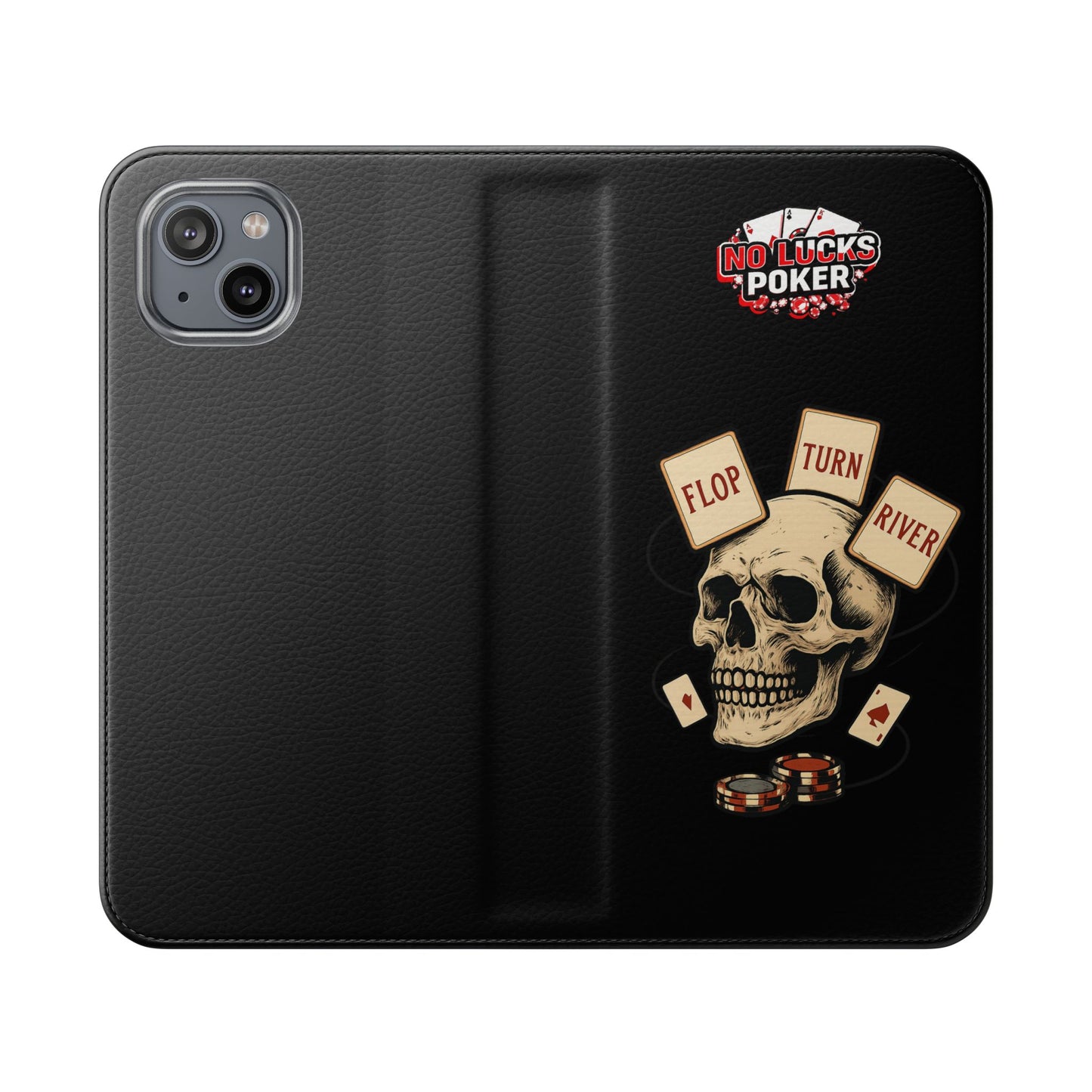 Flop Turn River Skull Wallet Phone Case | Zero Lucks – Poker Grind Gear