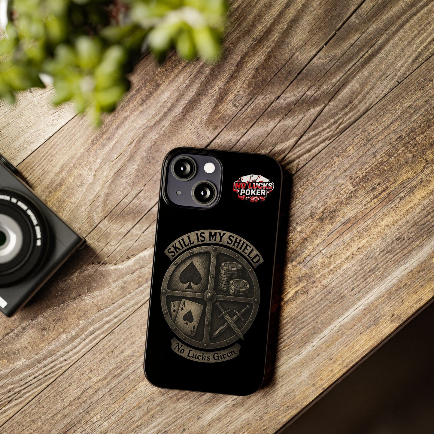 Skill Is My Shield Poker Phone Case | Zero Lucks – Ace of Spades & Crossed Swords -  iPhone 13 - 16
