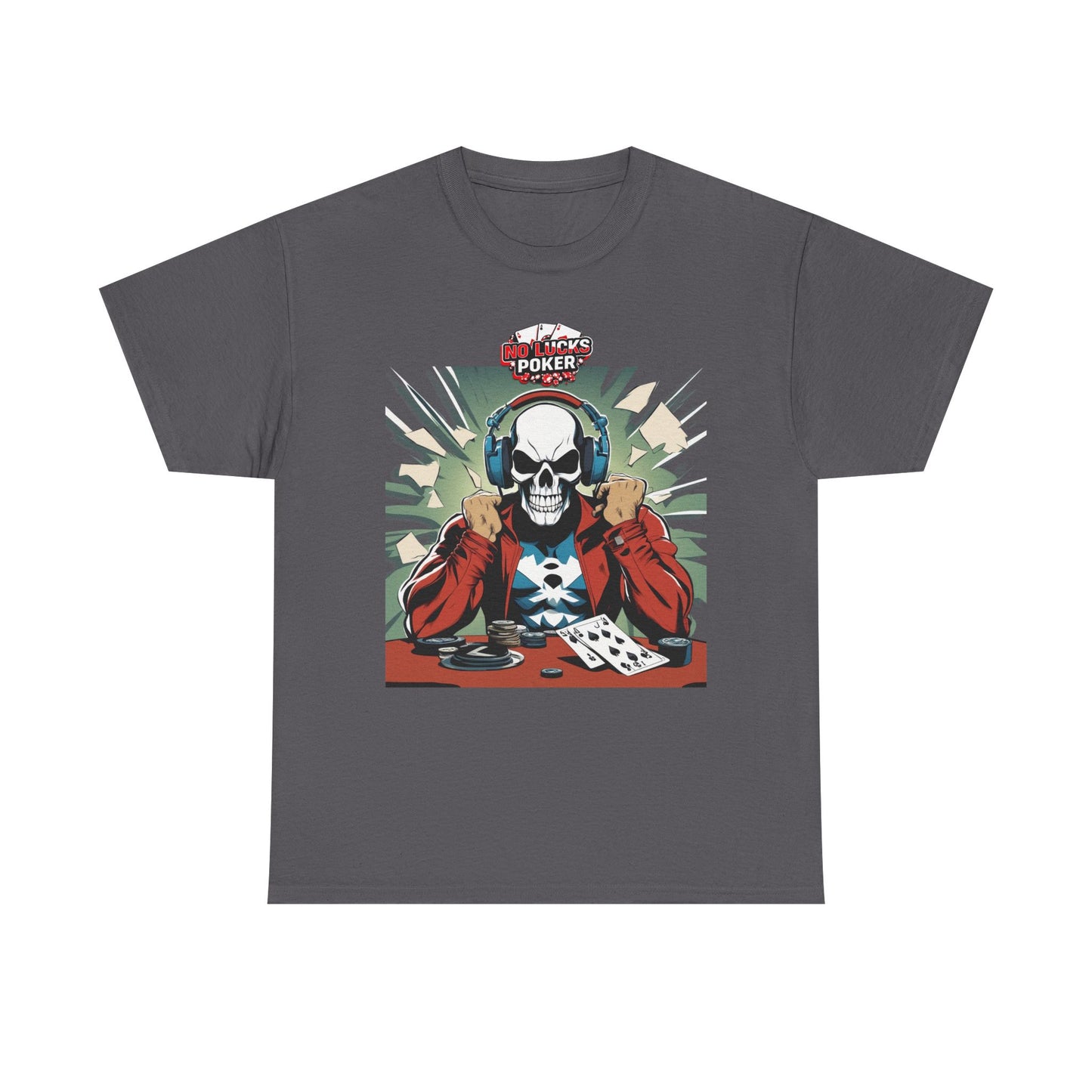 No Lucks Given – Poker Skull w/ Headphones Tee (Hero/Villain Edition)