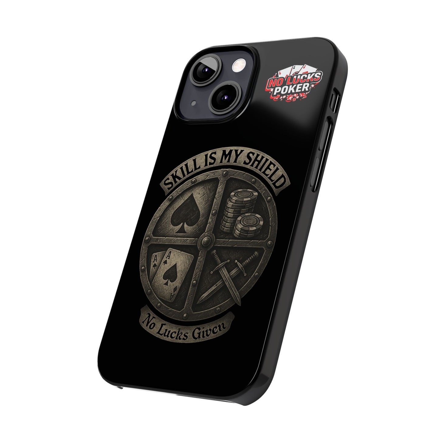 Skill Is My Shield Poker Phone Case | Zero Lucks – Ace of Spades & Crossed Swords -  iPhone 13 - 16
