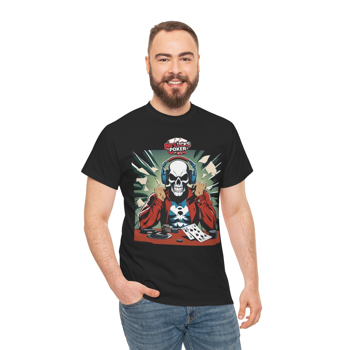 No Lucks Given – Poker Skull w/ Headphones Tee (Hero/Villain Edition)