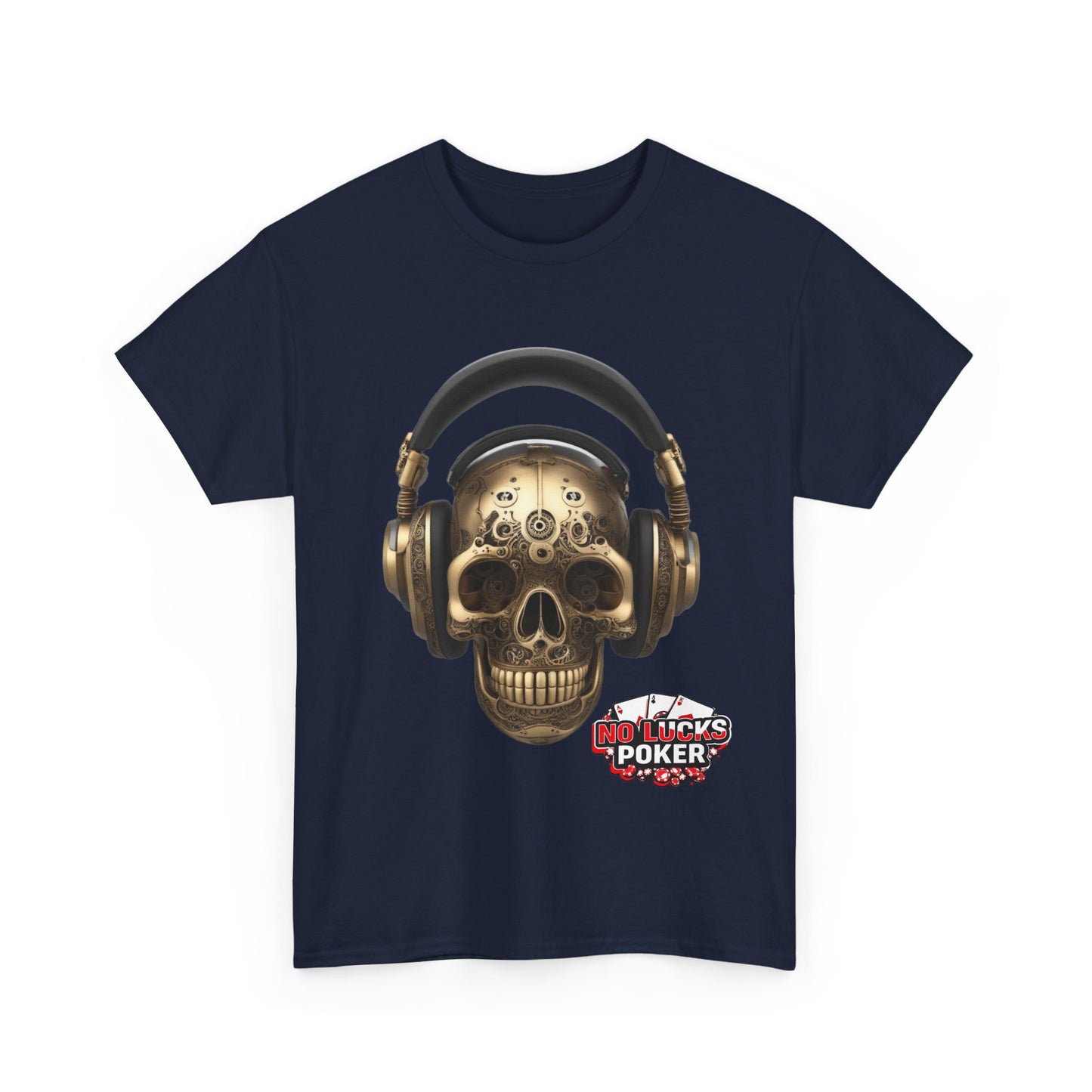Clockwork steampunk Skull with headphones unisex heavy cotton T-shirt