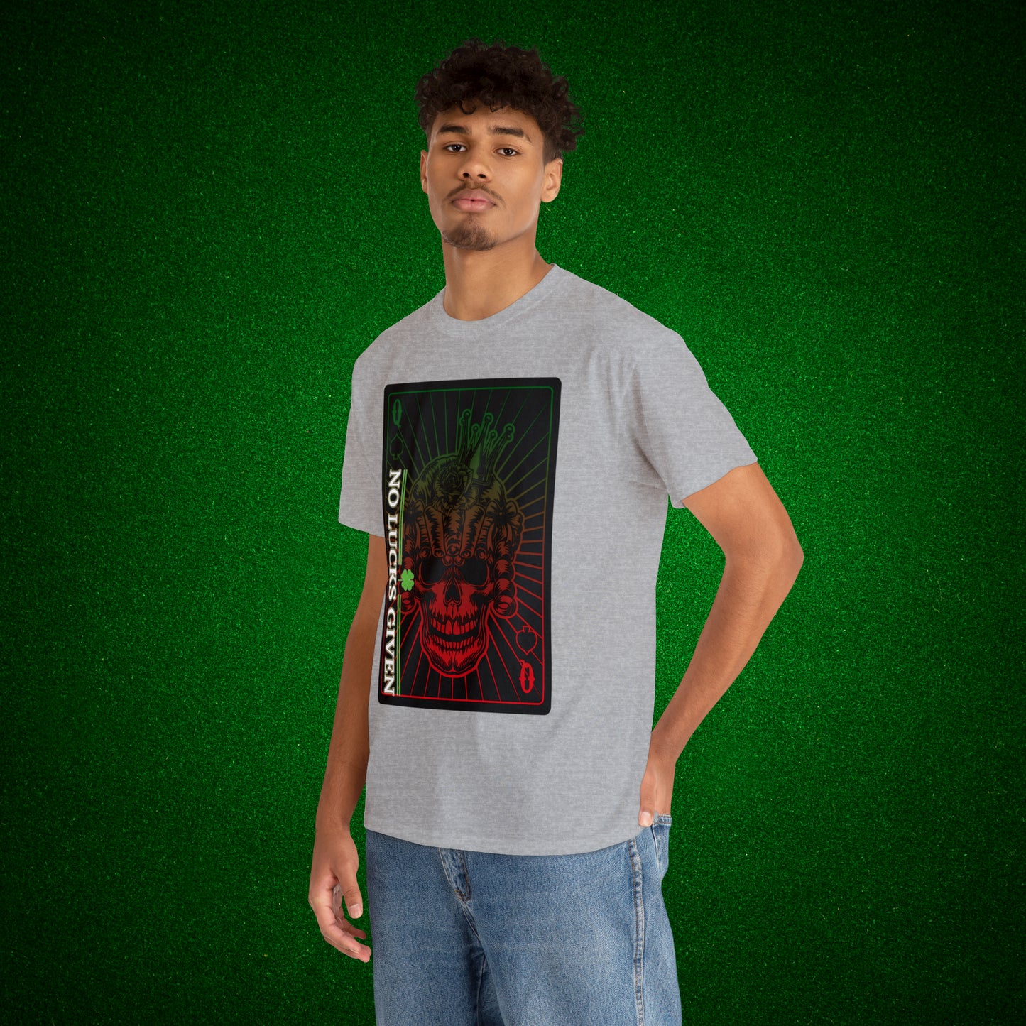 No Lucks Given Angry Queen of Spades Green Red Poker T-Shirt Must have Good Luck All-in