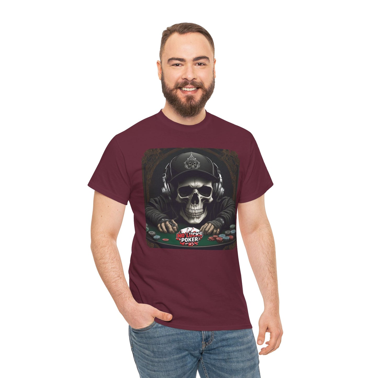 No Lucks Given – Hoodie Skull & Headphones Poker Tee