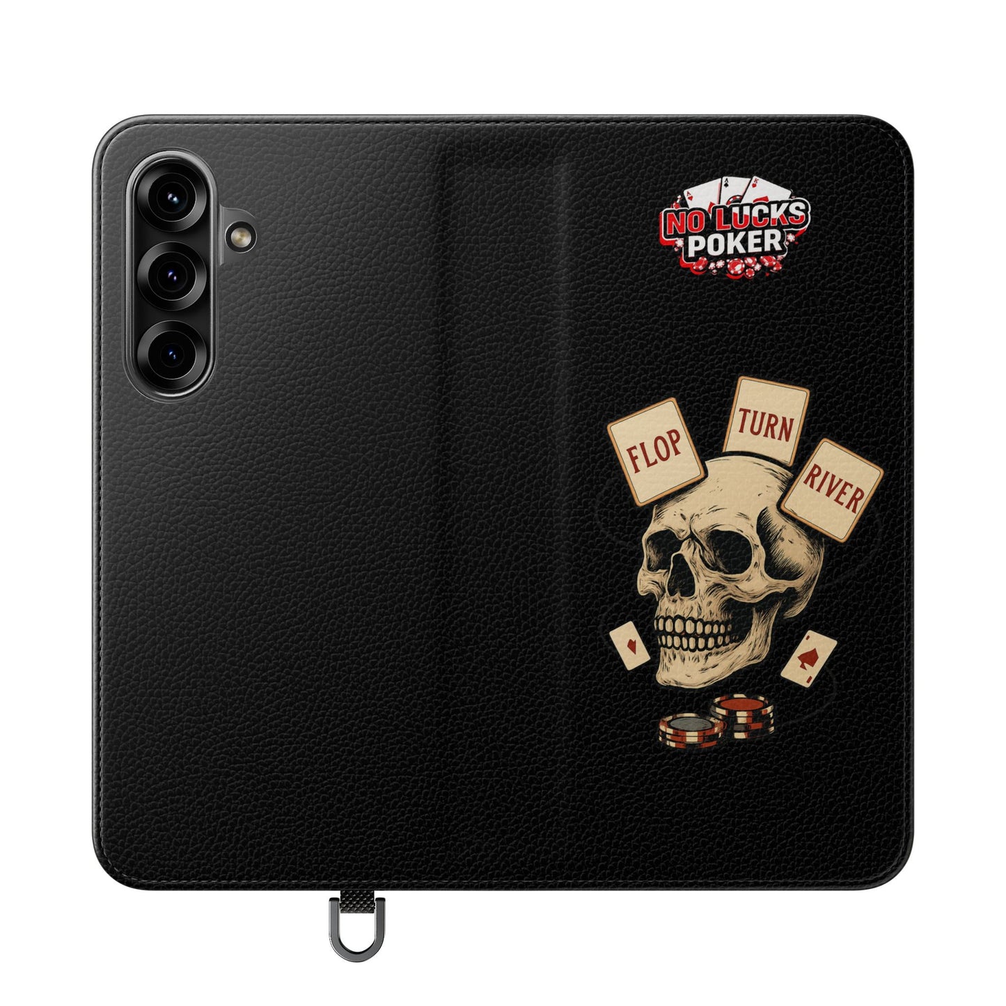 Flop Turn River Skull Wallet Phone Case | Zero Lucks – Poker Grind Gear