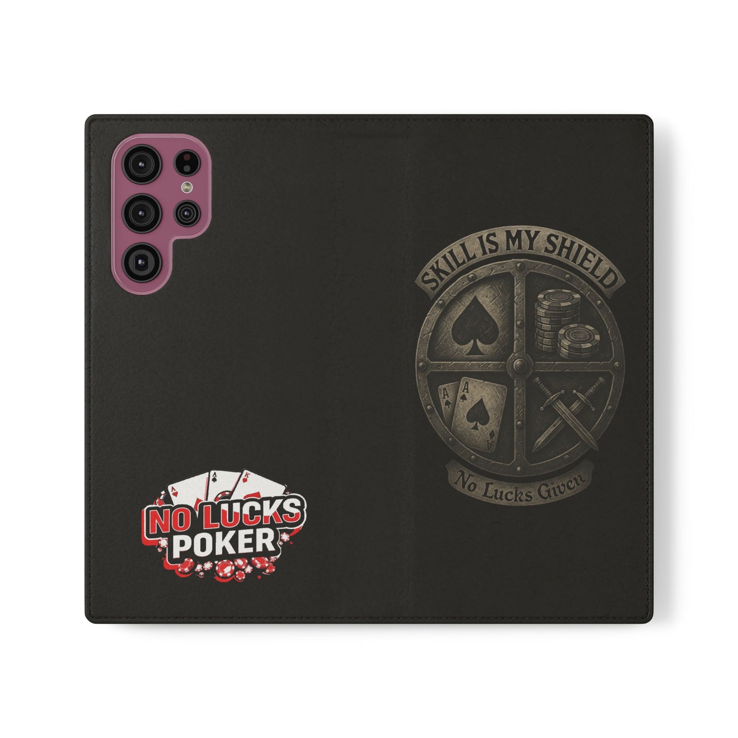 Skill Is My Shield Poker Phone Case | Zero Lucks – Ace of Spades & Crossed Swords – iPhone & Android Phone Cover