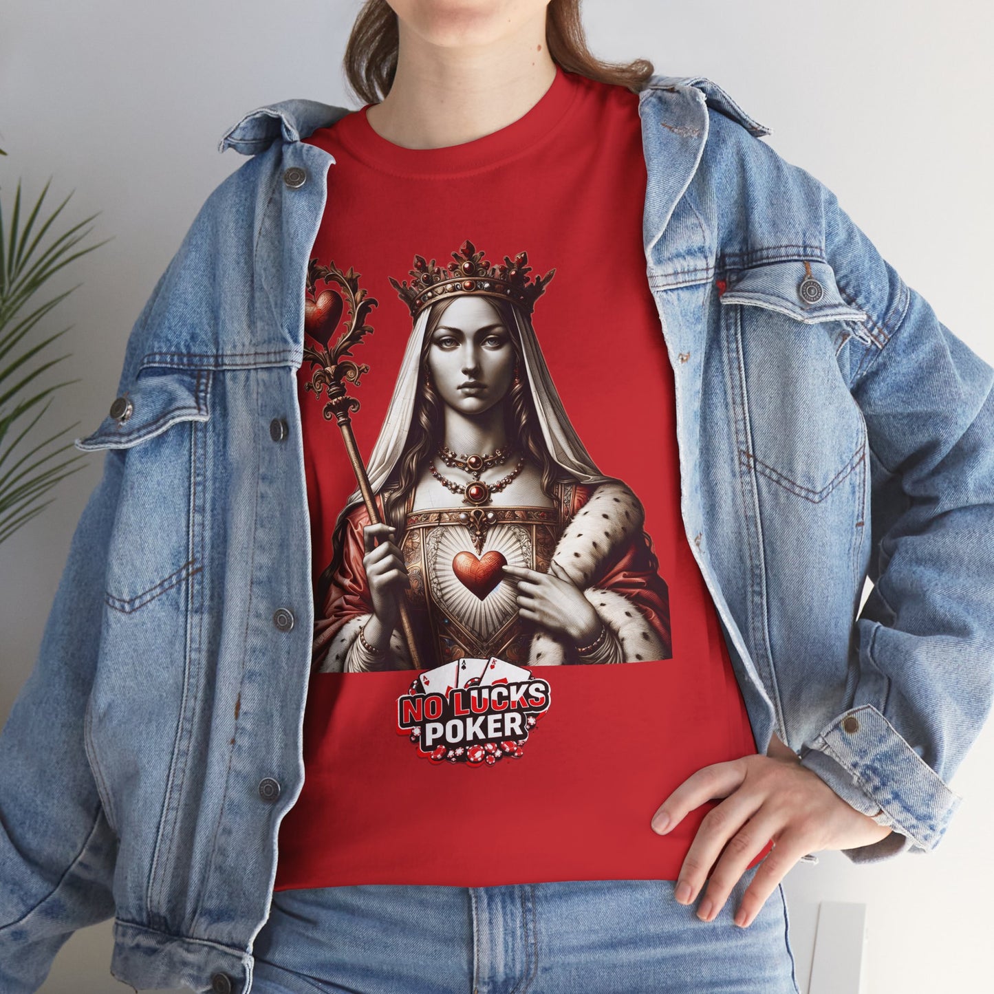 Queen of Hearts Poker T-Shirt | Unisex Heavy Cotton Tee