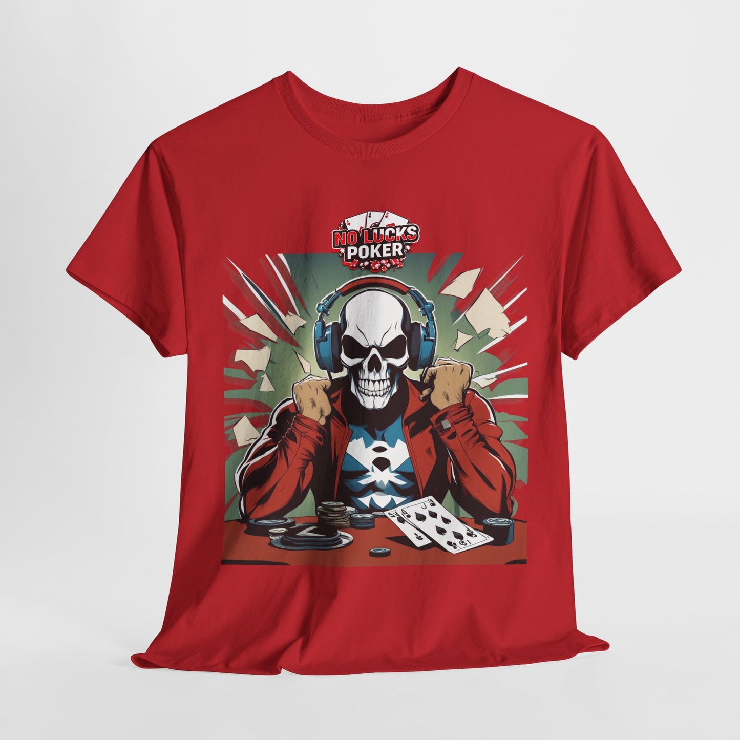 No Lucks Given – Poker Skull w/ Headphones Tee (Hero/Villain Edition)