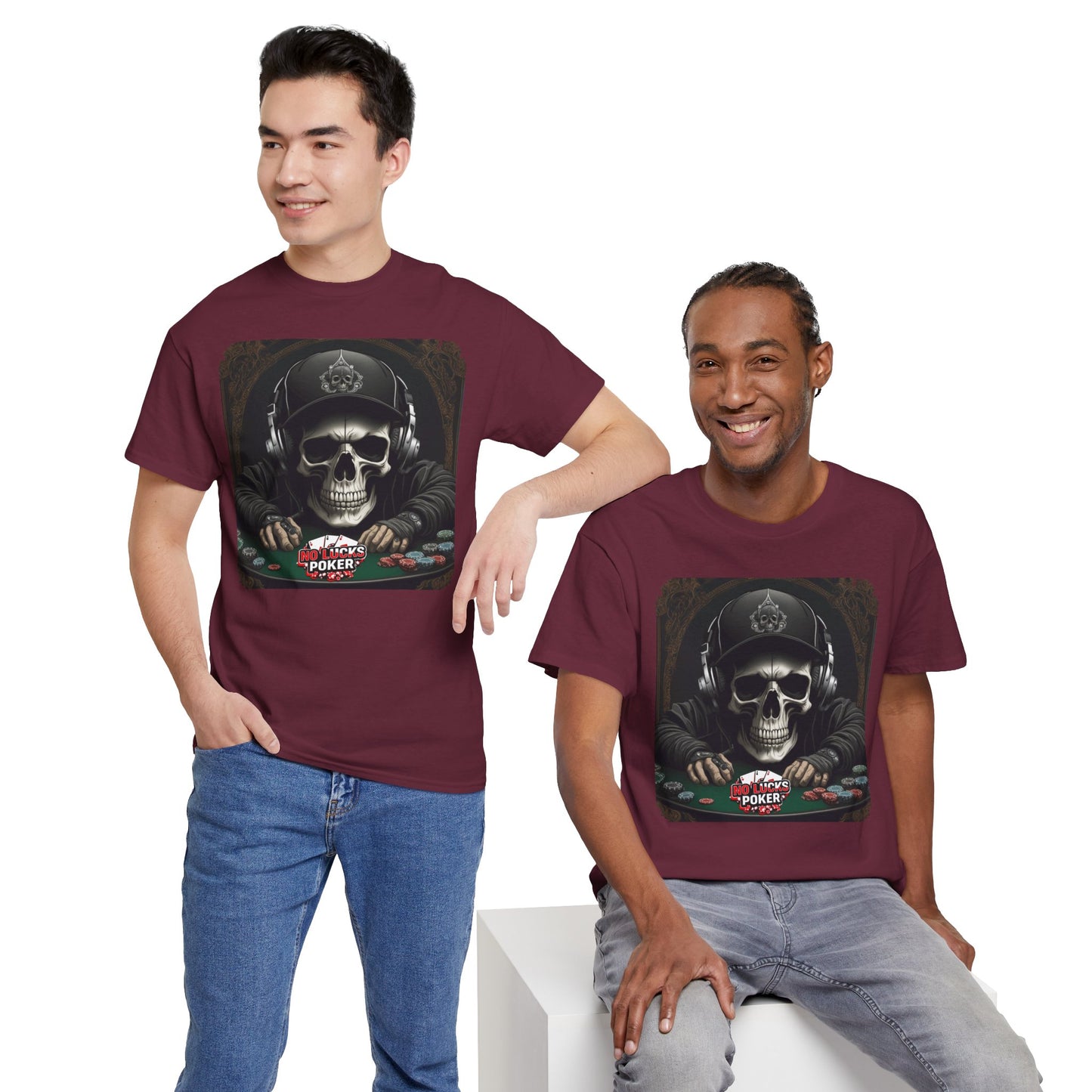 No Lucks Given – Hoodie Skull & Headphones Poker Tee