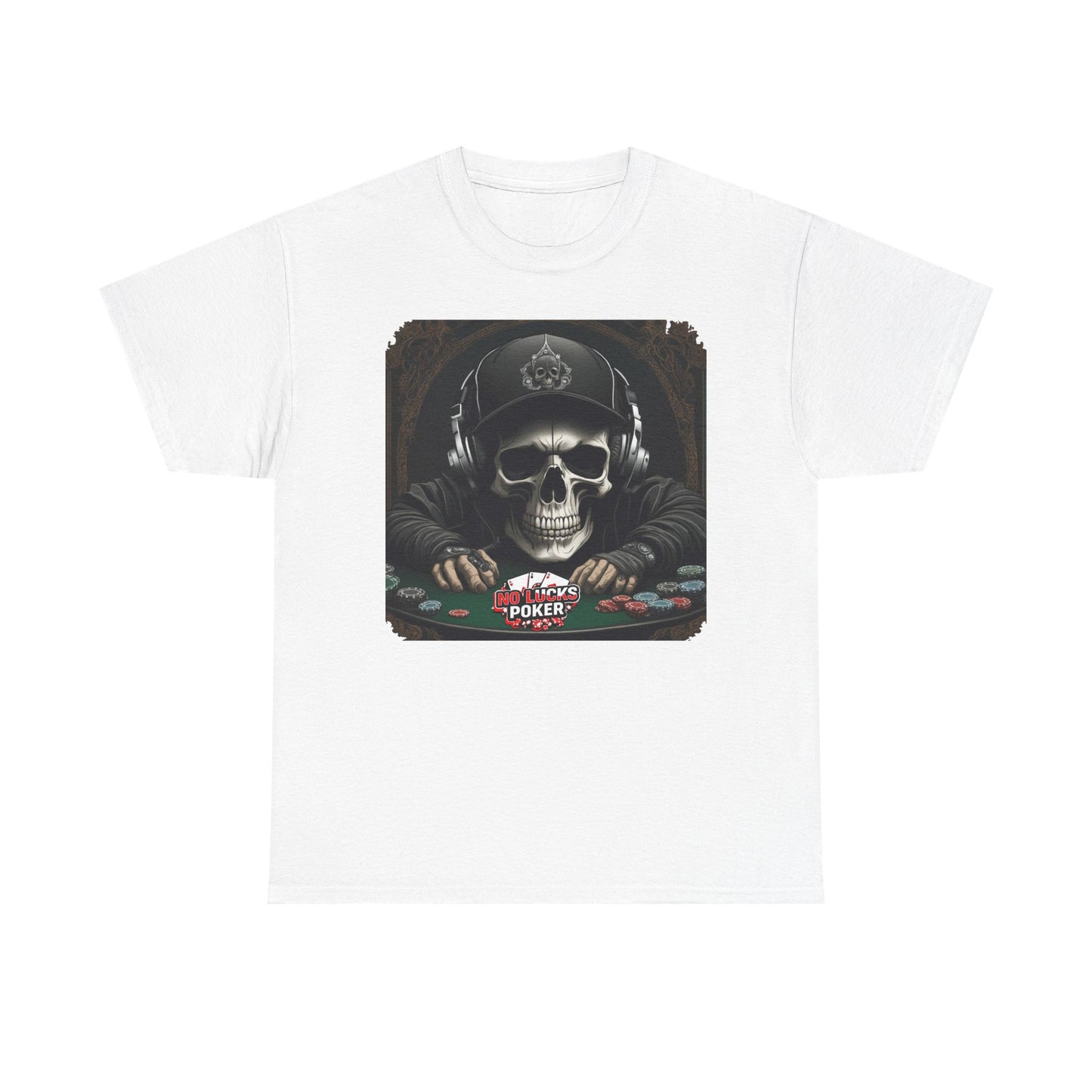 No Lucks Given – Hoodie Skull & Headphones Poker Tee