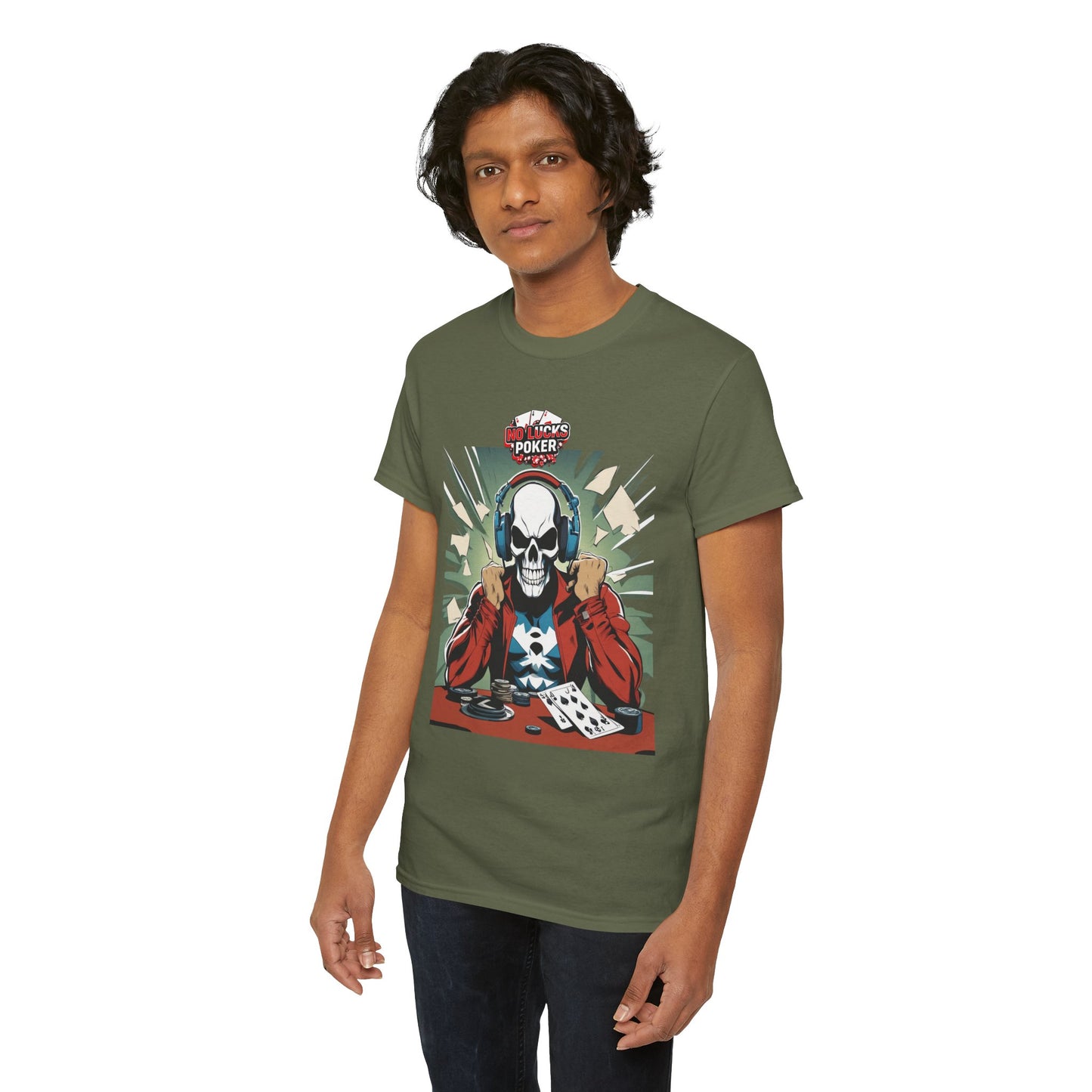 No Lucks Given – Poker Skull w/ Headphones Tee (Hero/Villain Edition)