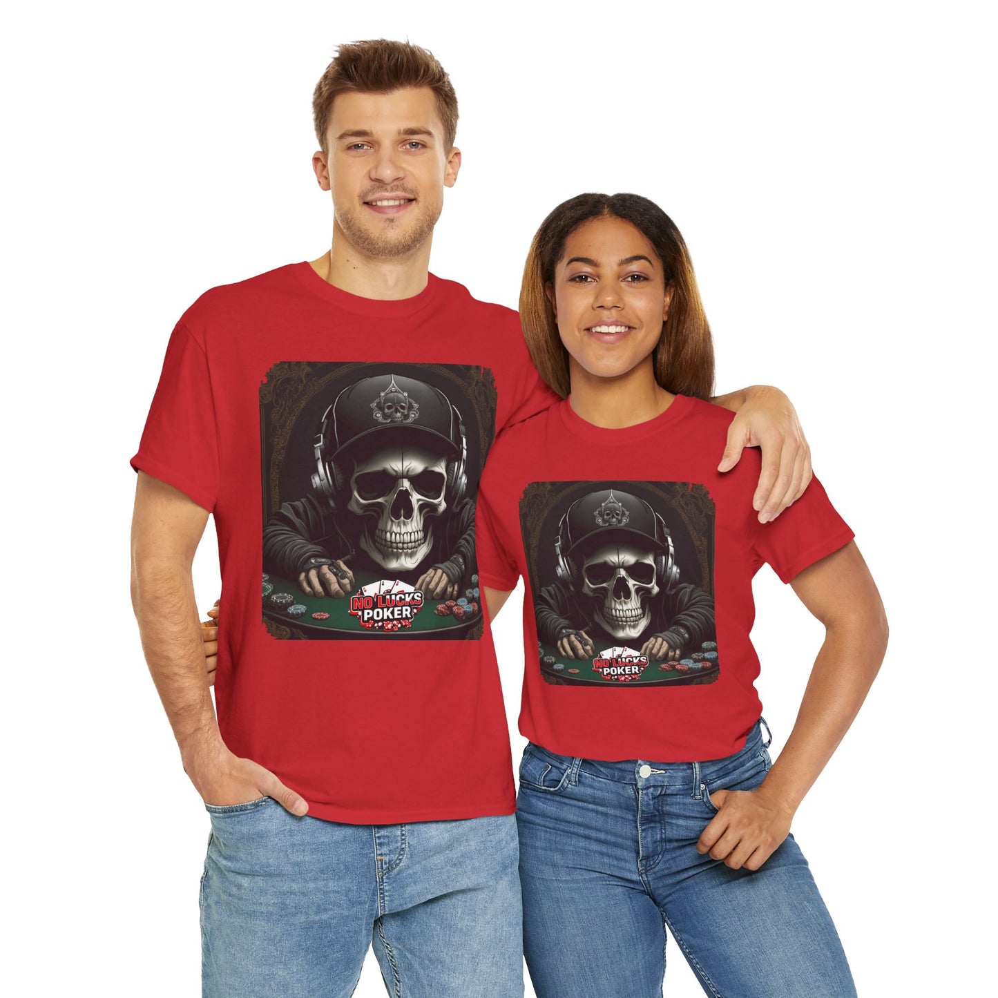 No Lucks Given – Hoodie Skull & Headphones Poker Tee