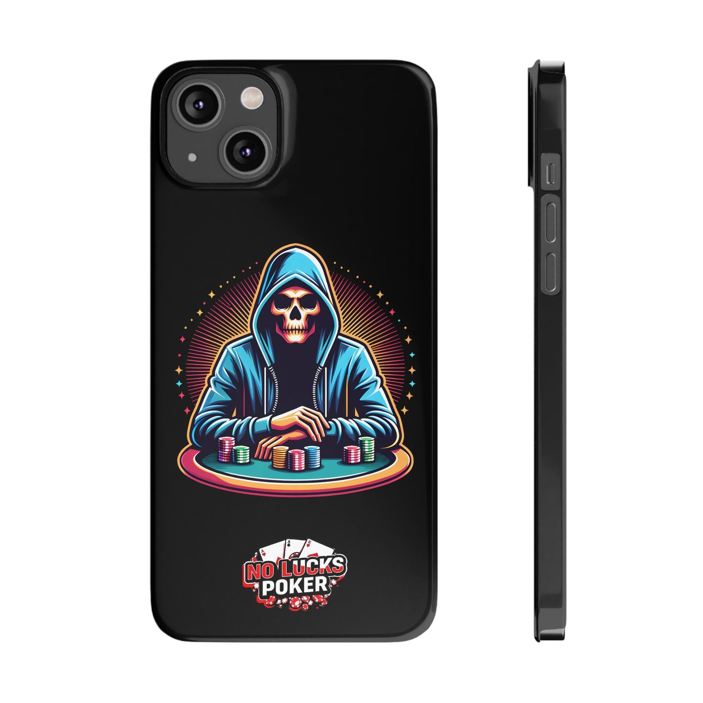 Poker Player with Skull at Poker Table Slim Phone Case -  iPhone 13 - 15