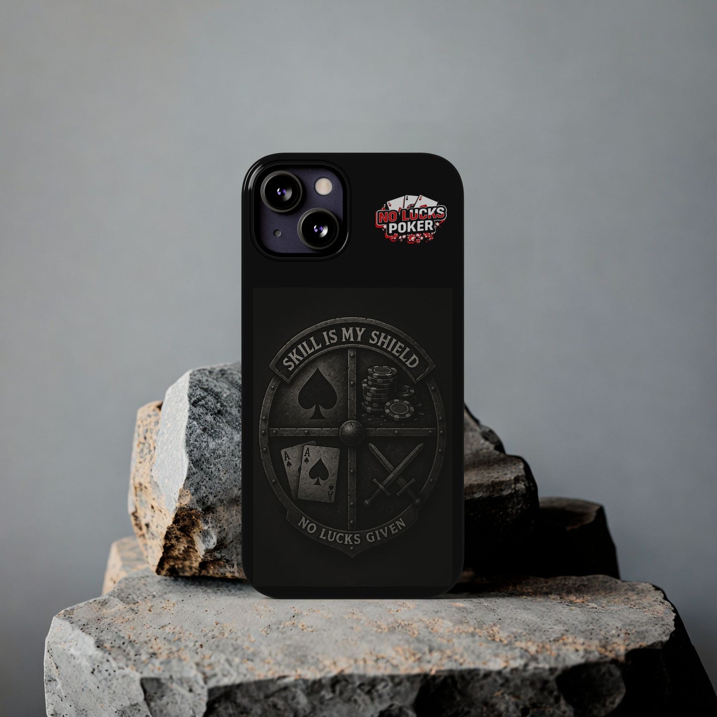 Skill Is My Shield Poker Phone Case | Zero Lucks – Ace of Spades & Crossed Swords -  iPhone 13 - 16