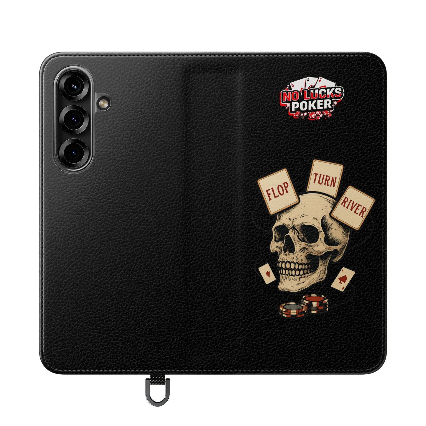 Flop Turn River Skull Wallet Phone Case | Zero Lucks – Poker Grind Gear