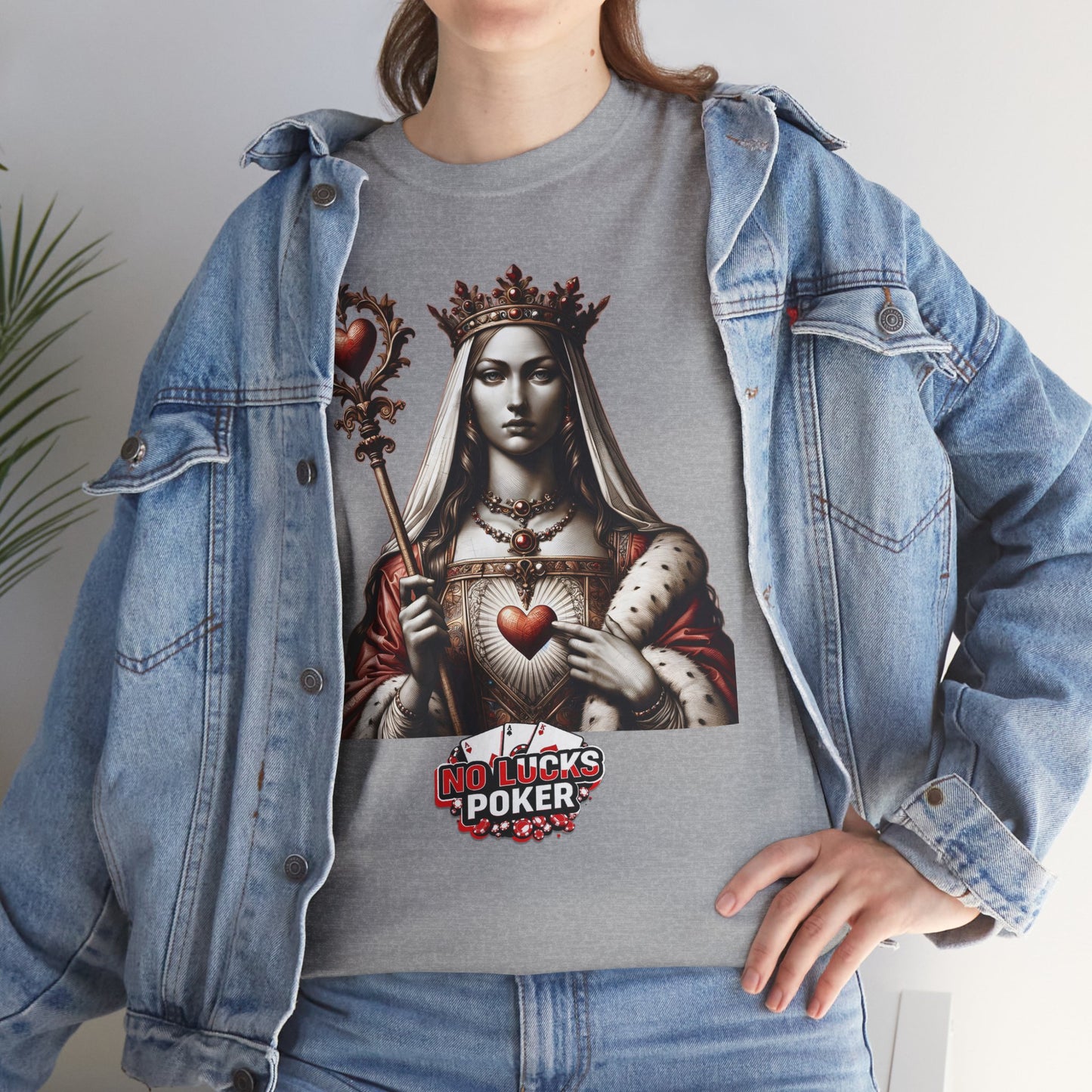 Queen of Hearts Poker T-Shirt | Unisex Heavy Cotton Tee
