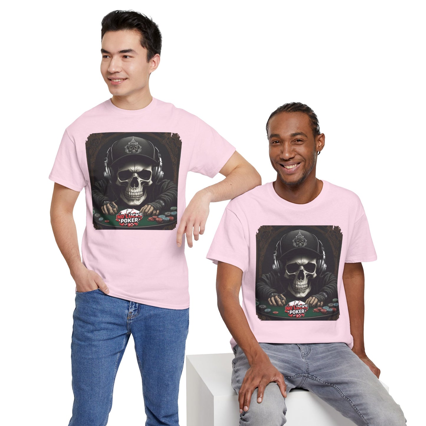 No Lucks Given – Hoodie Skull & Headphones Poker Tee