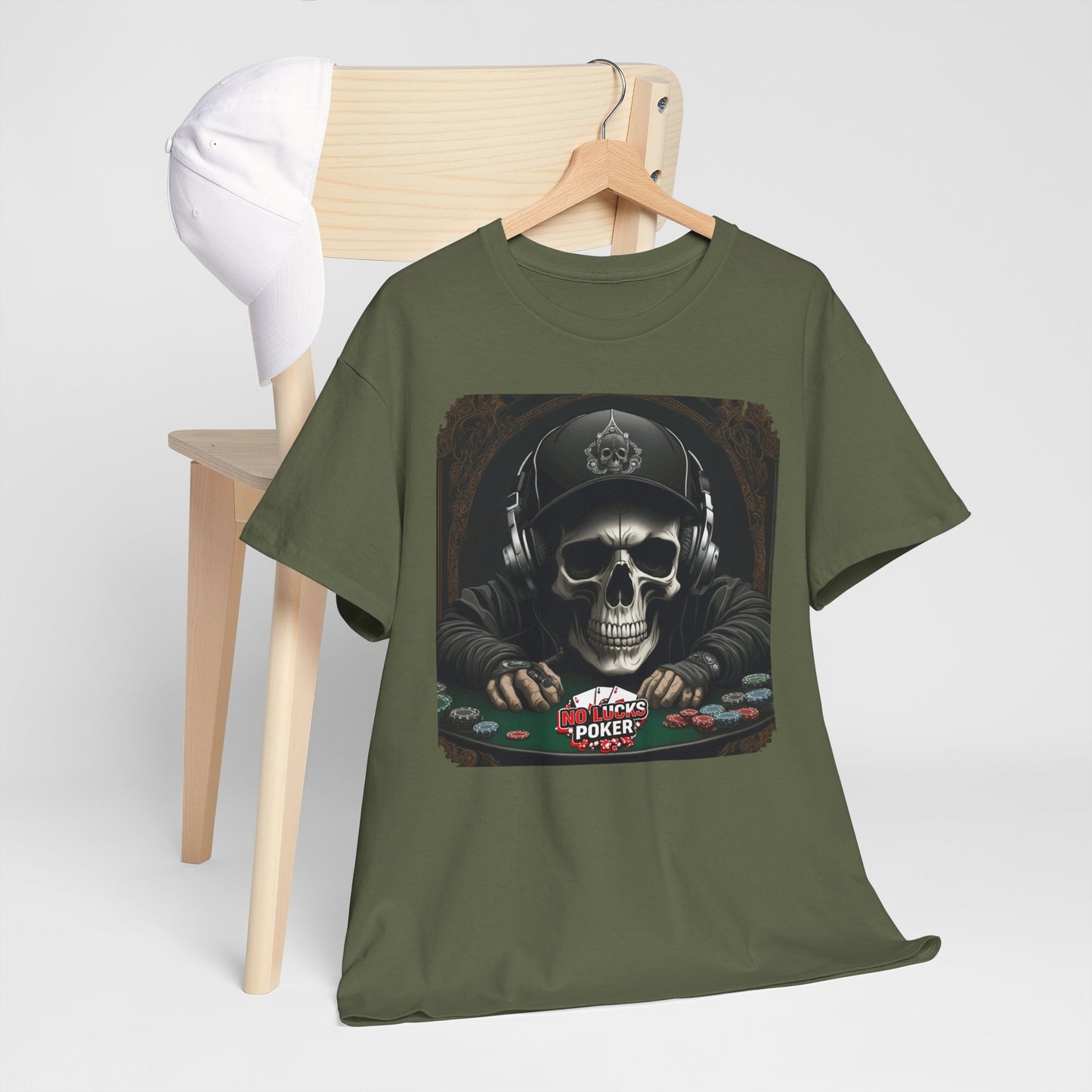 No Lucks Given – Hoodie Skull & Headphones Poker Tee
