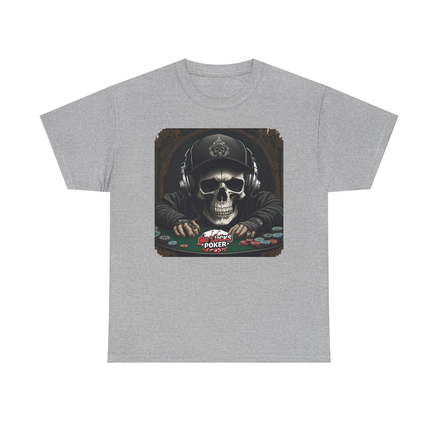 No Lucks Given – Hoodie Skull & Headphones Poker Tee
