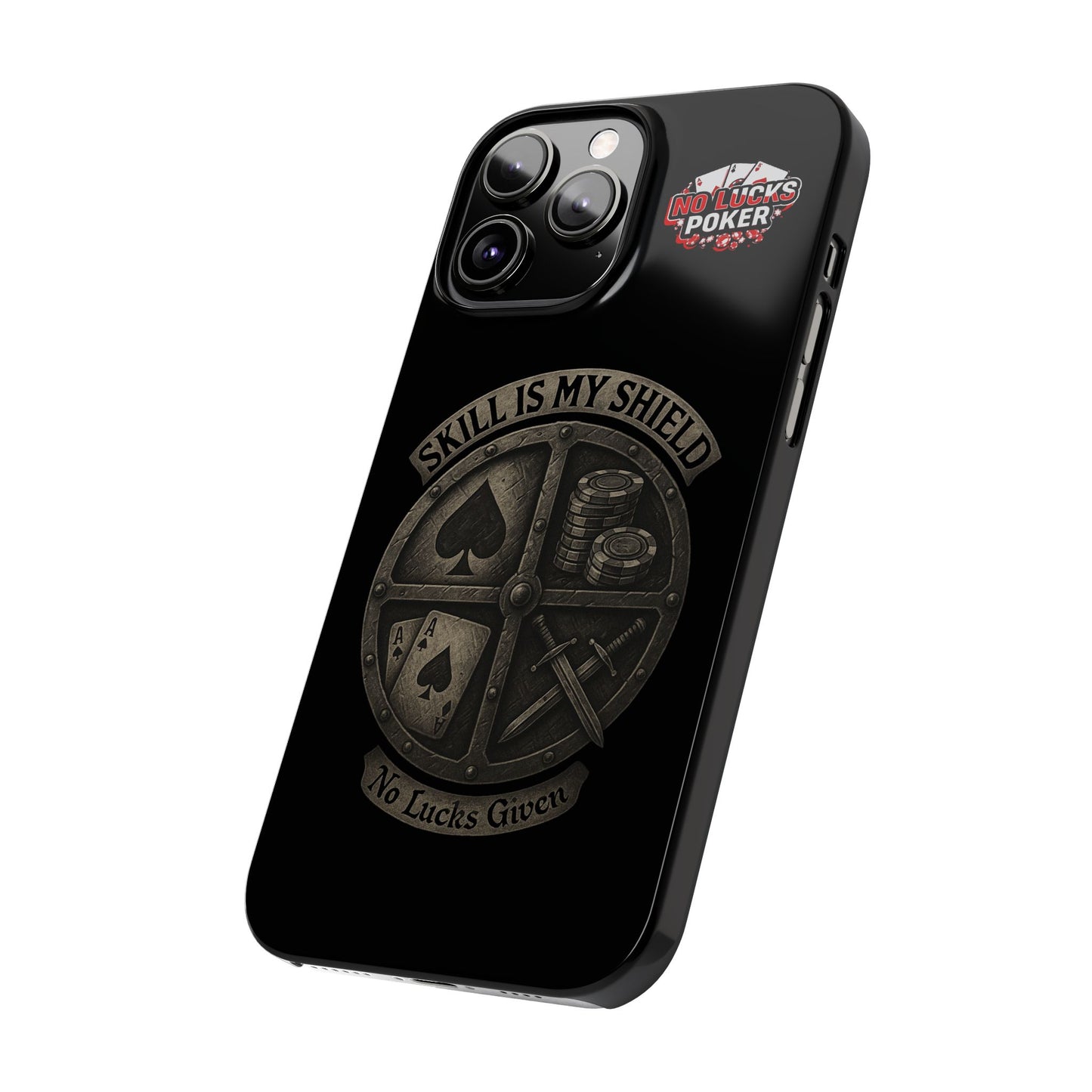 Skill Is My Shield Poker Phone Case | Zero Lucks – Ace of Spades & Crossed Swords -  iPhone 13 - 16