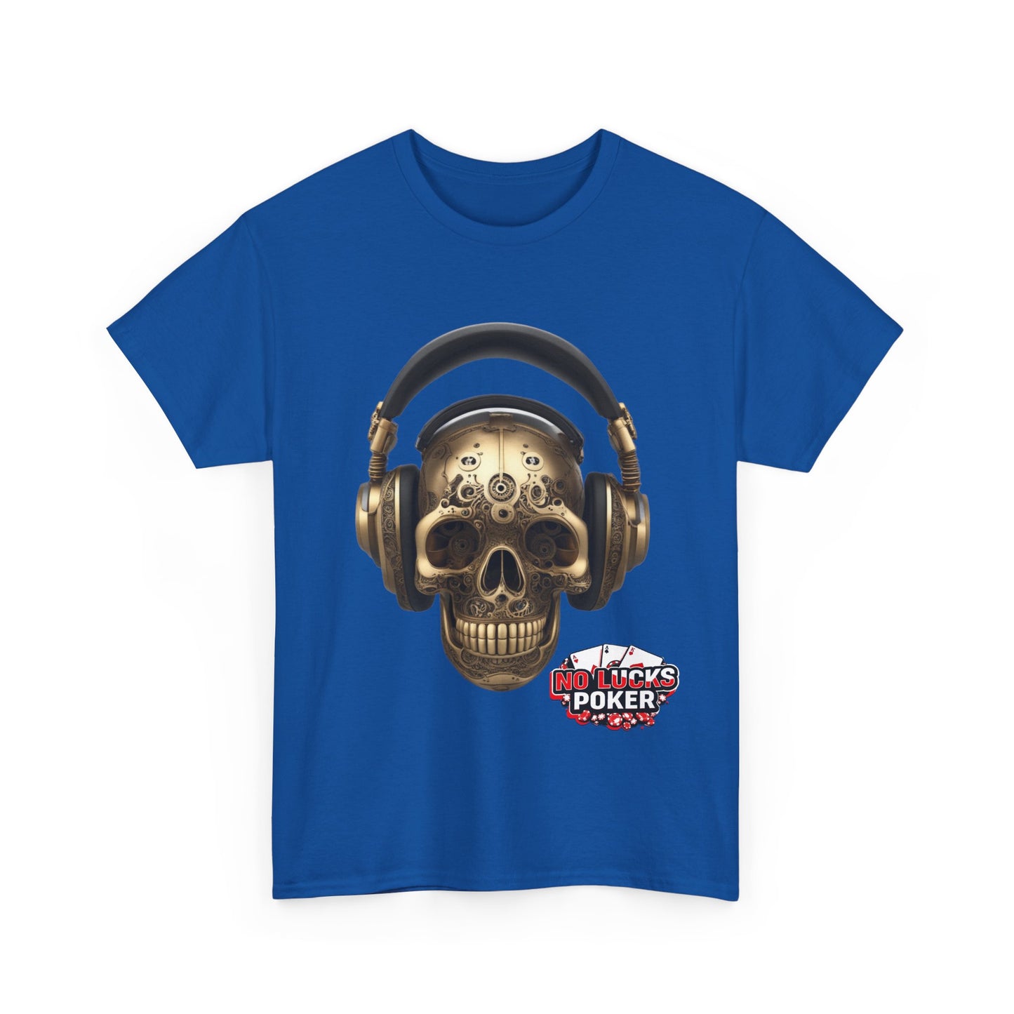 Clockwork steampunk Skull with headphones unisex heavy cotton T-shirt