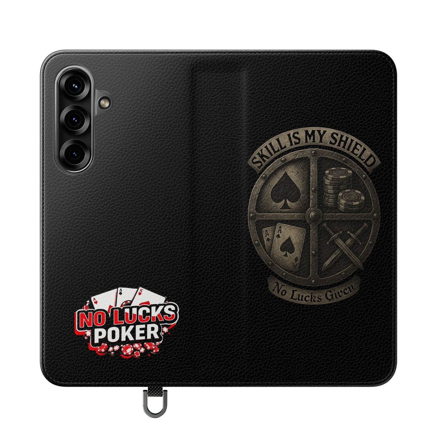 Skill Is My Shield Poker Phone Case | Zero Lucks – Ace of Spades & Crossed Swords – iPhone & Android Phone Cover