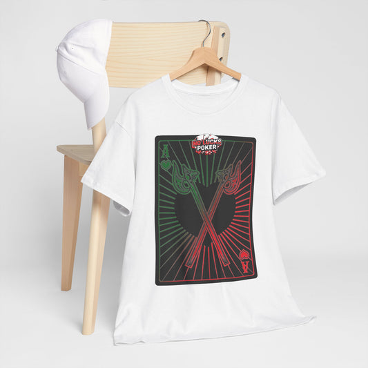 No Lucks Given Ace of Hearts card with two big axes Green Red Poker T-Shirt Must have Good Luck All-in