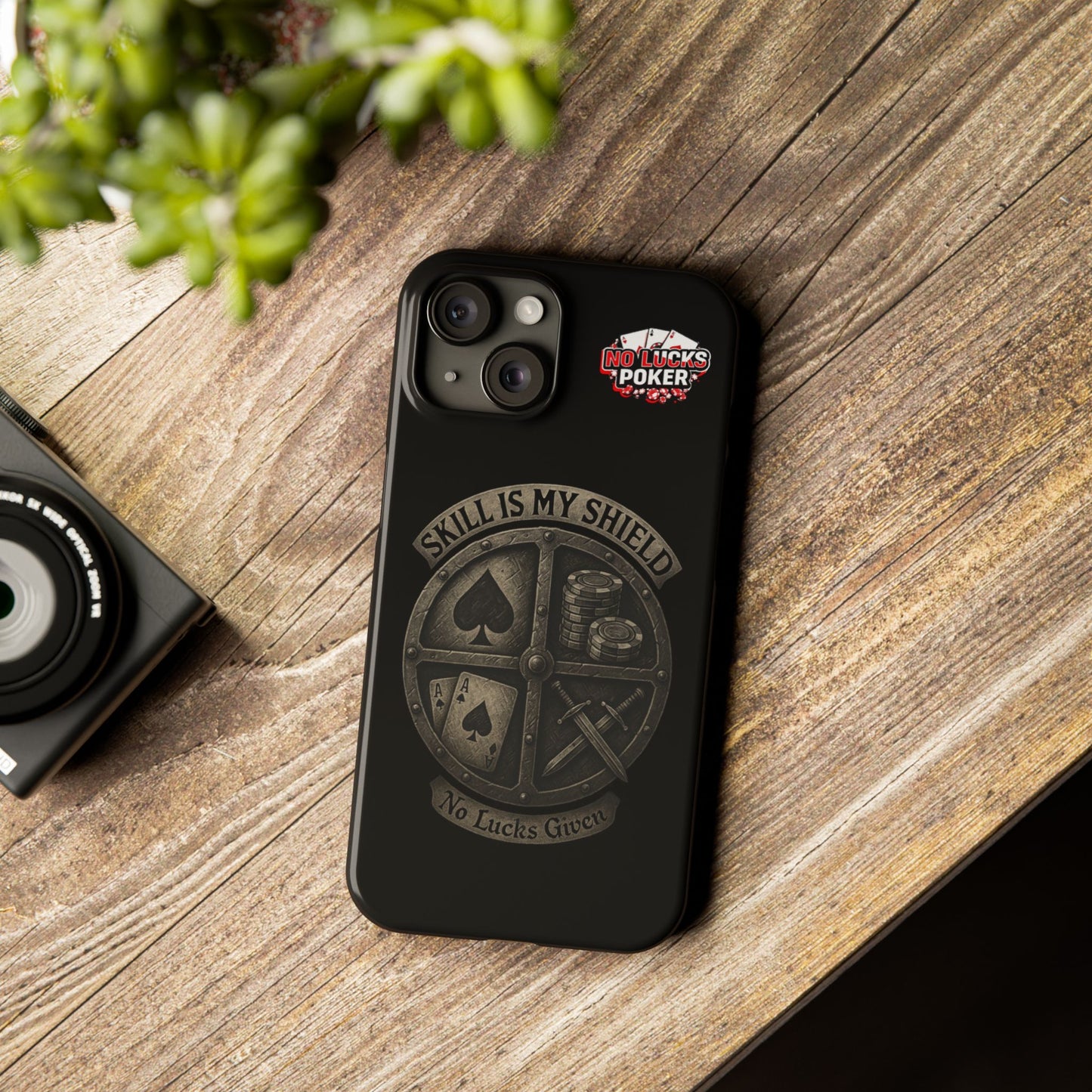 Skill Is My Shield Poker Phone Case | Zero Lucks – Ace of Spades & Crossed Swords -  iPhone 13 - 16