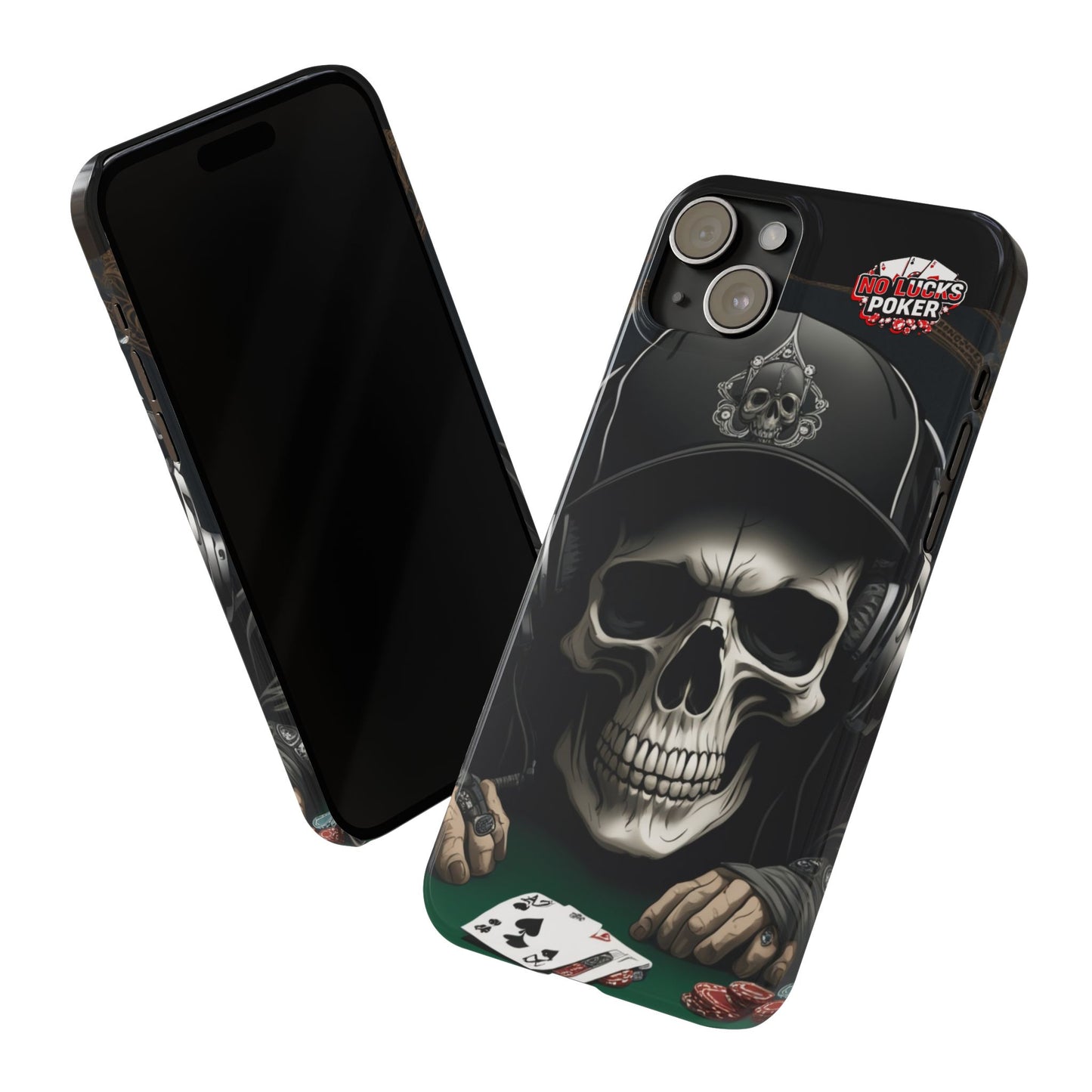 Poker Player with Skull at Poker Table Slim Phone Case -  iPhone 13 - 16