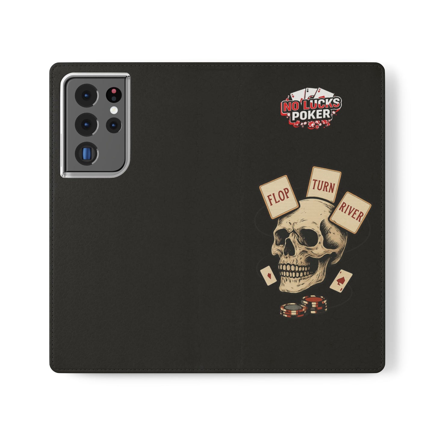 Flop Turn River Skull Wallet Phone Case | Zero Lucks – Poker Grind Gear