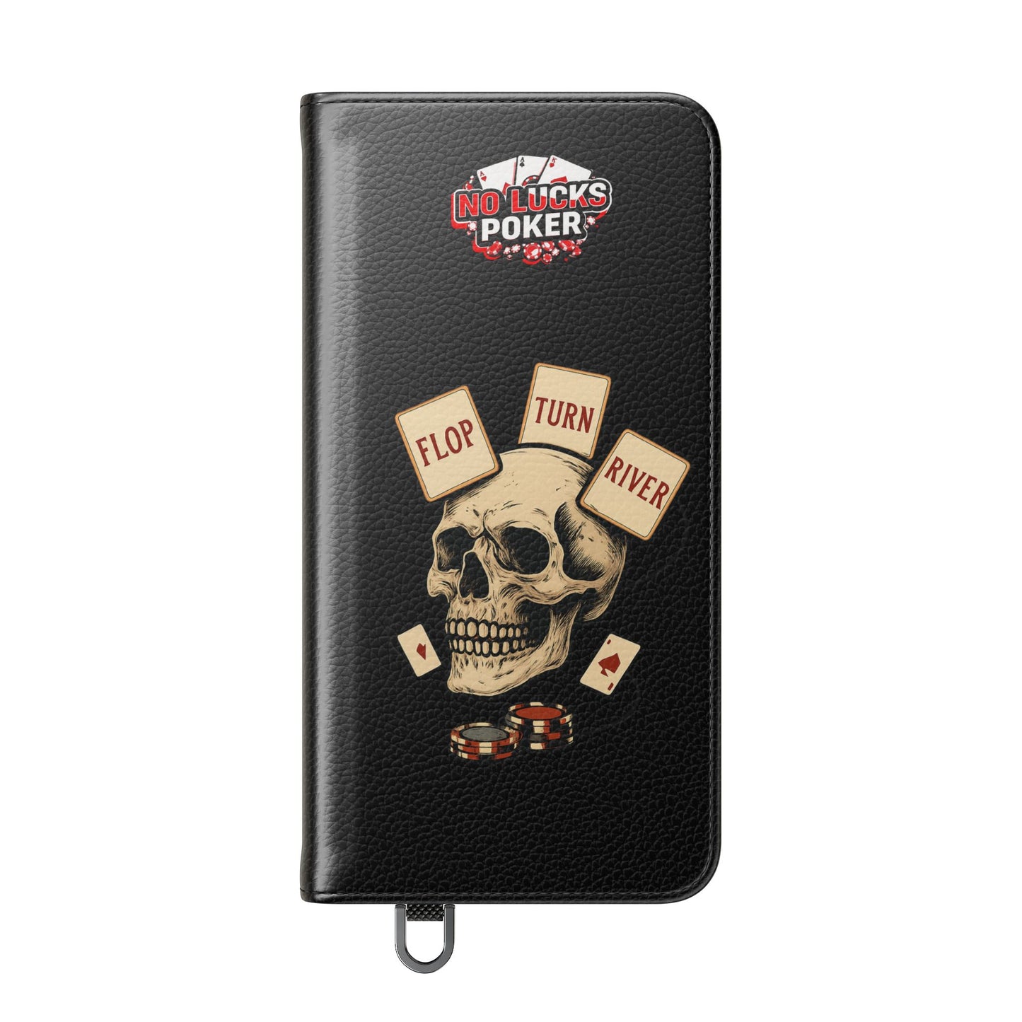 Flop Turn River Skull Wallet Phone Case | Zero Lucks – Poker Grind Gear