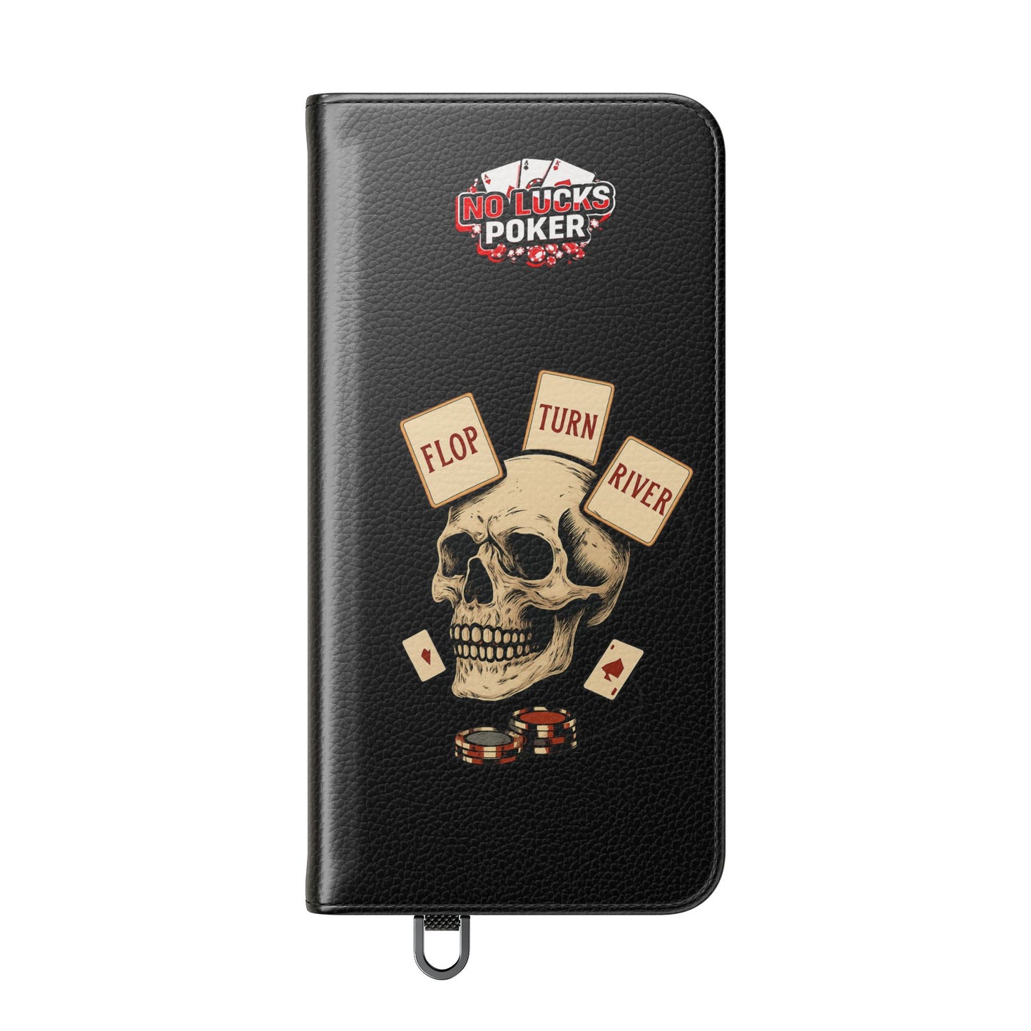 Flop Turn River Skull Wallet Phone Case | Zero Lucks – Poker Grind Gear