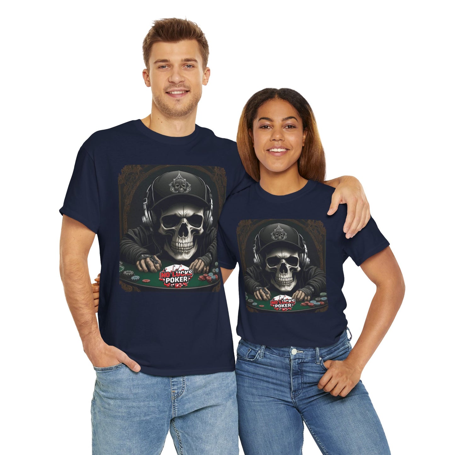 No Lucks Given – Hoodie Skull & Headphones Poker Tee