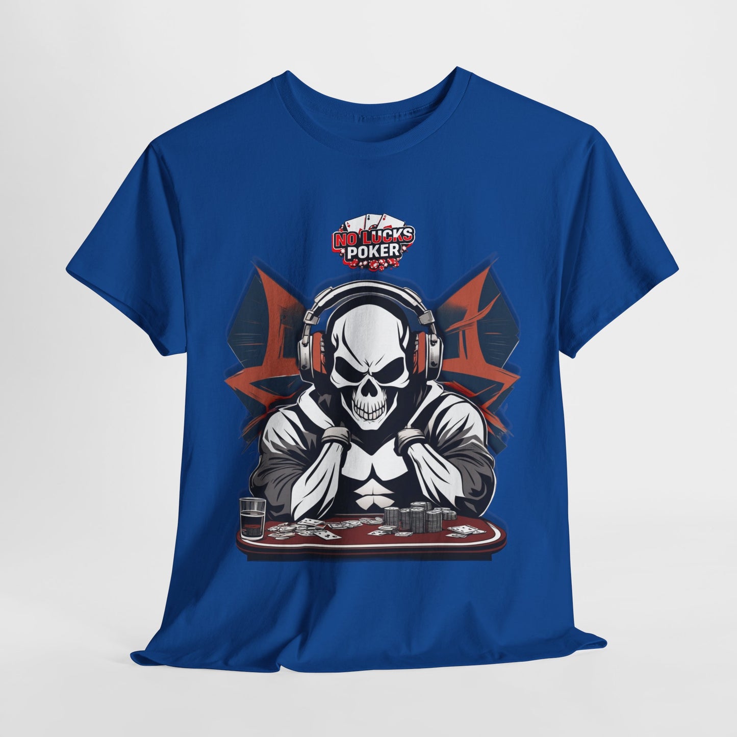 No Lucks Given – Hero/Villain Poker Skull Tee (Headphones Edition)