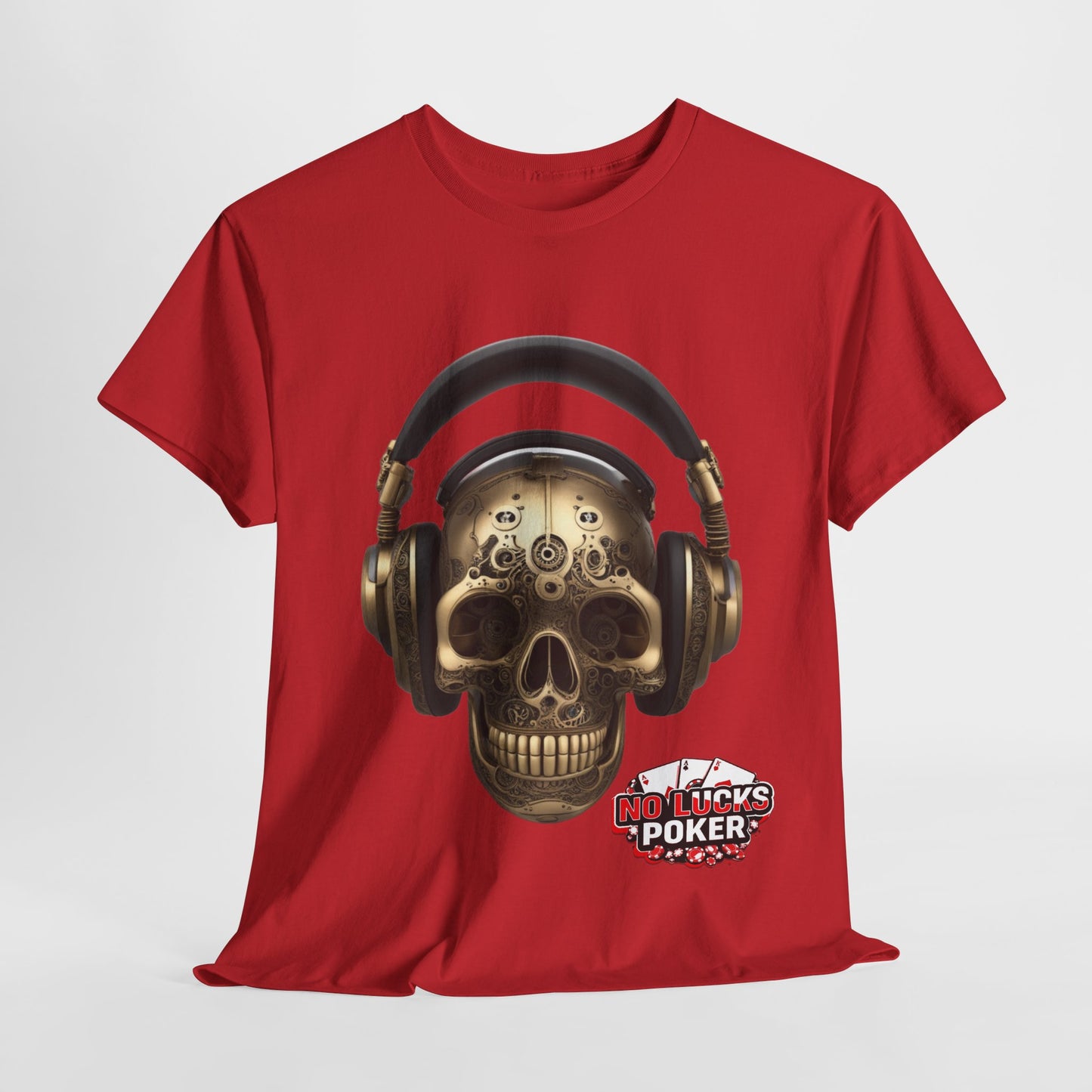 Clockwork steampunk Skull with headphones unisex heavy cotton T-shirt