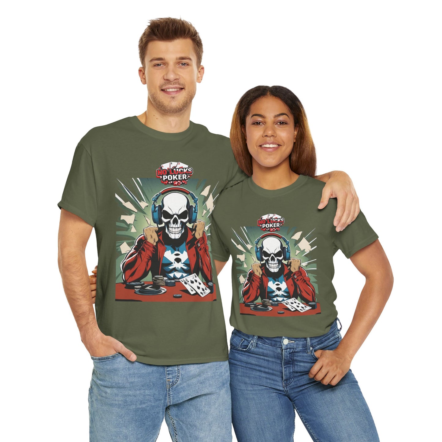 No Lucks Given – Poker Skull w/ Headphones Tee (Hero/Villain Edition)