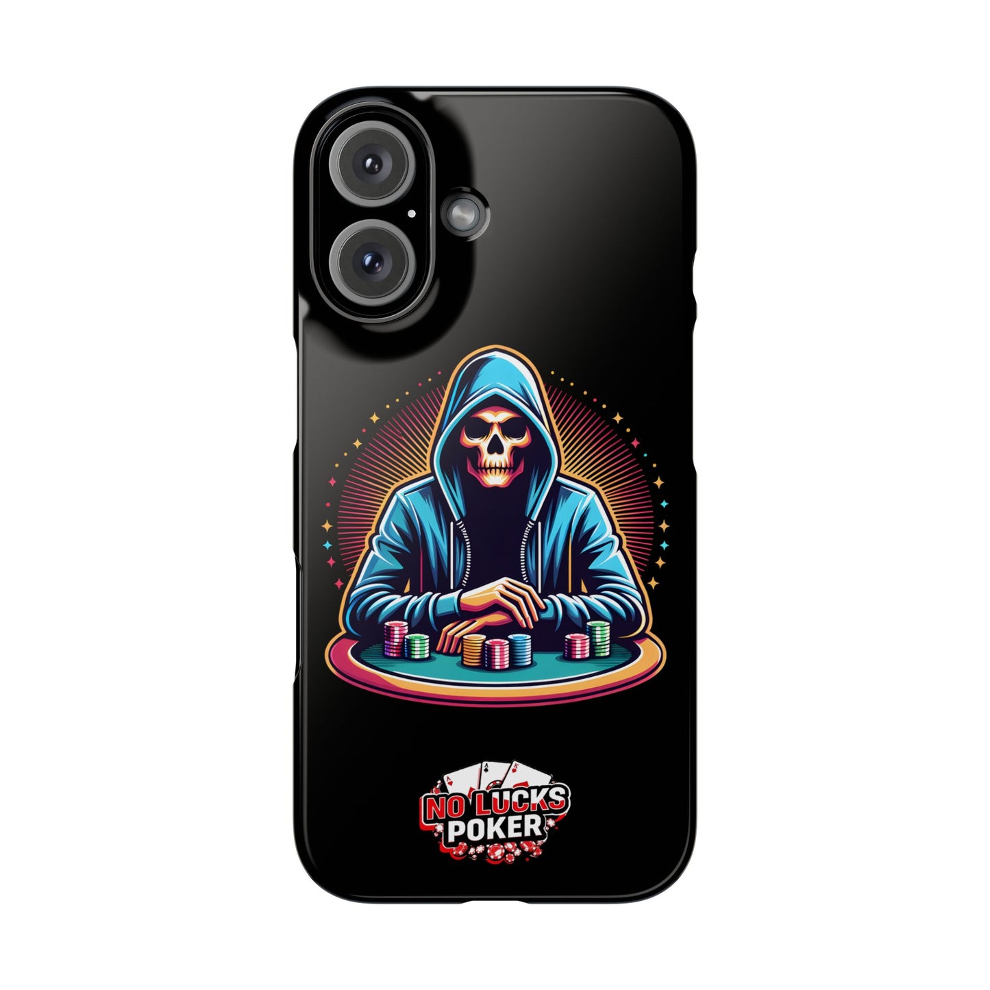 Poker Player with Skull at Poker Table Slim Phone Case -  iPhone 13 - 15