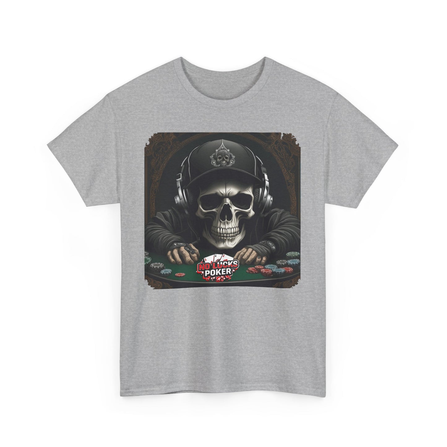 No Lucks Given – Hoodie Skull & Headphones Poker Tee