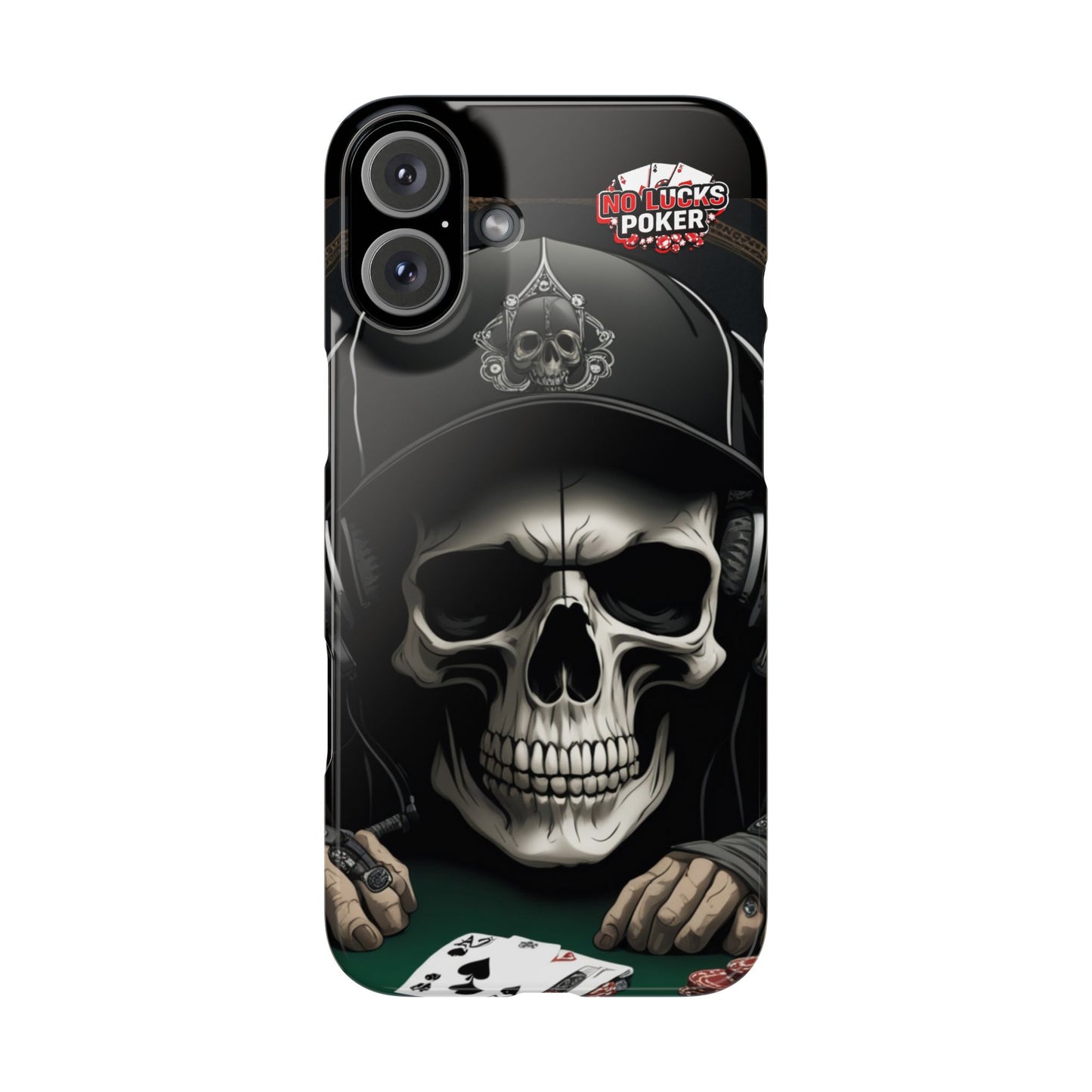 Poker Player with Skull at Poker Table Slim Phone Case -  iPhone 13 - 16