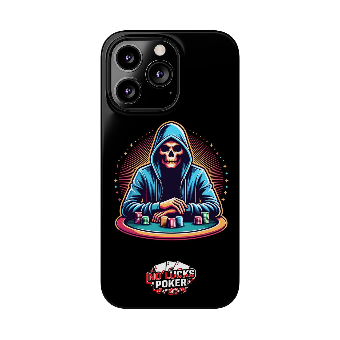 Poker Player with Skull at Poker Table Slim Phone Case -  iPhone 13 - 15