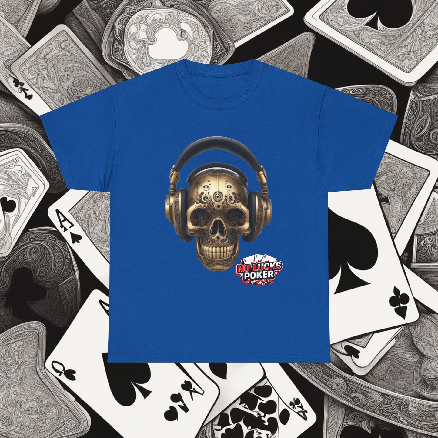 Clockwork steampunk Skull with headphones unisex heavy cotton T-shirt