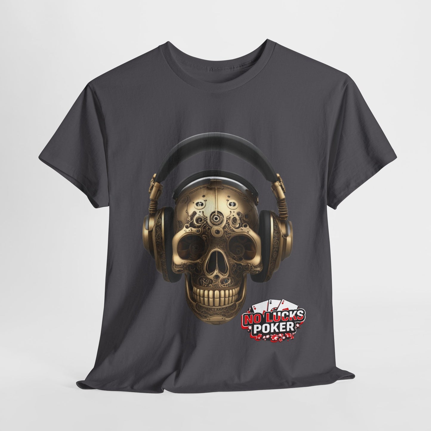 Clockwork steampunk Skull with headphones unisex heavy cotton T-shirt